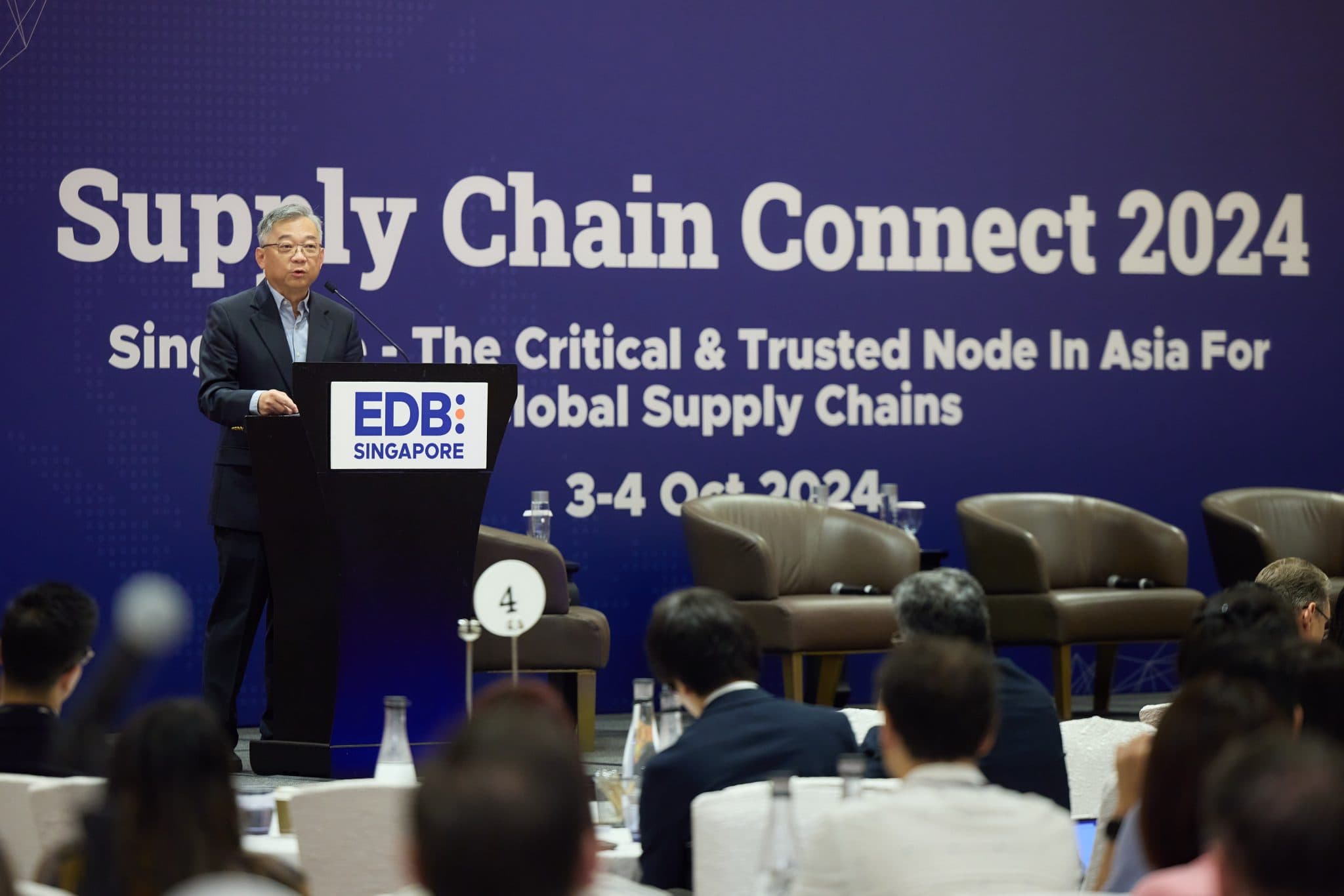 Singapore's Deputy Prime Minister and Minister for Trade and Industry, Gan Kim Yong announcing second airport logistics park