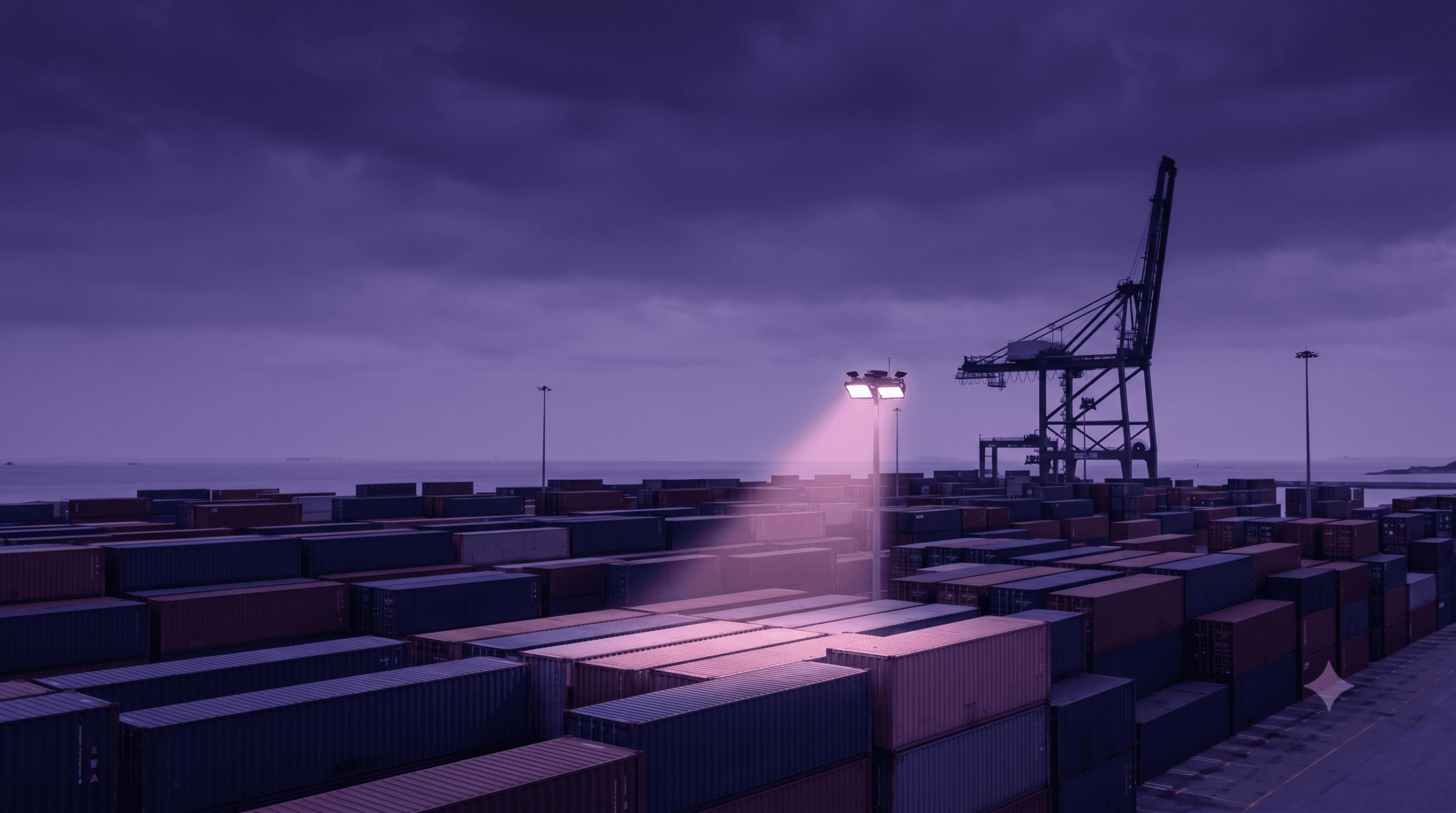 Cargo containers at an ASEAN port under inspection lights, illustrating tightened US rules-of-origin enforcement.